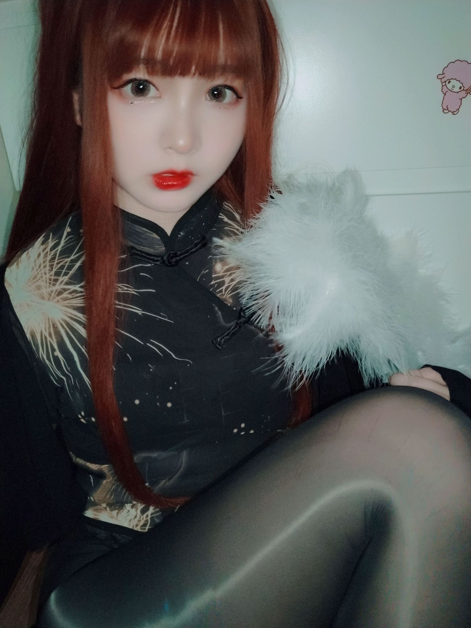 No.039-自拍系列亮丝黑旗袍 [42P 5V]-coswz-cos王者