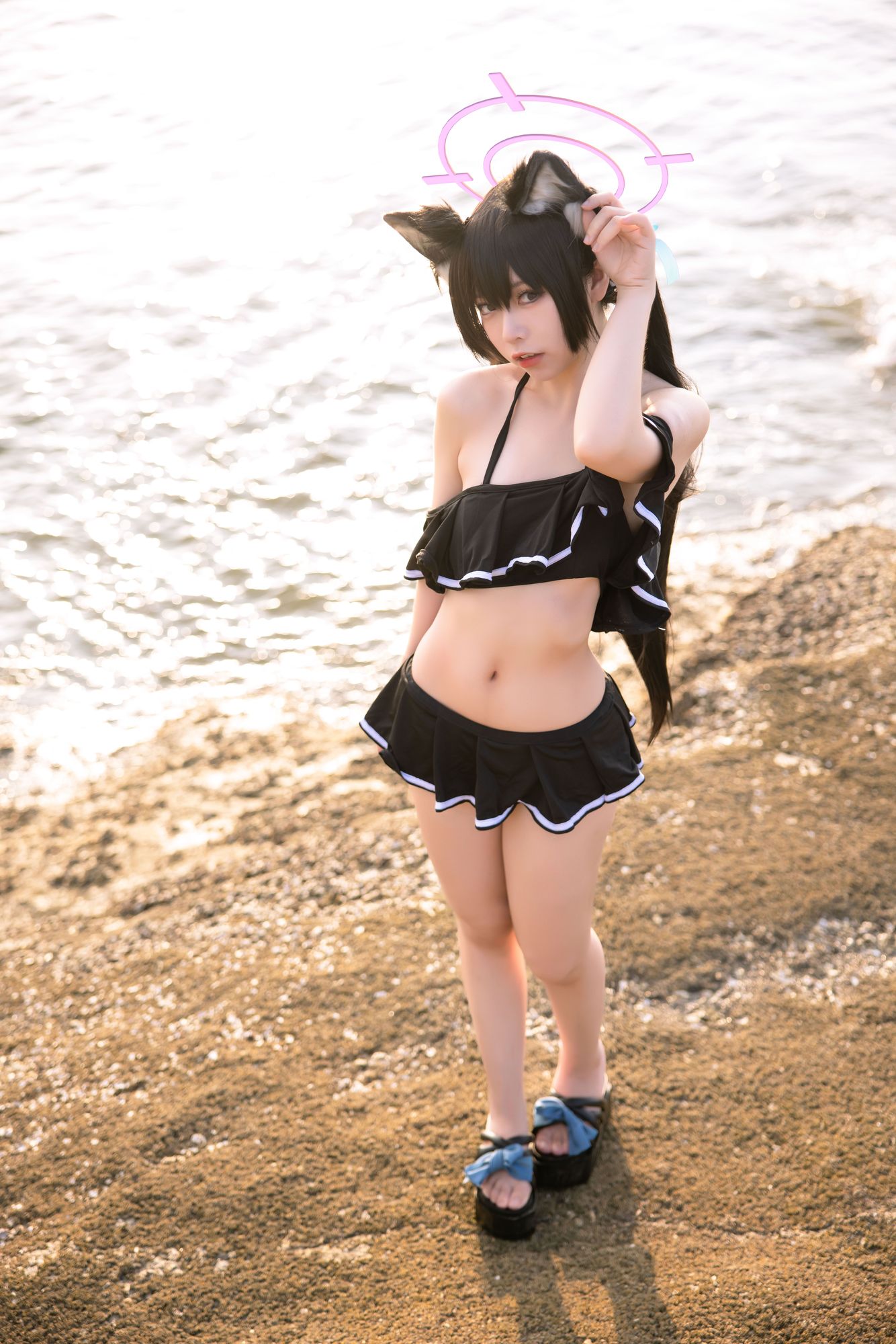 图片[6]-No.087-碧蓝档案 黑見芹香 海边泳装 [20P]-coswz-cos王者