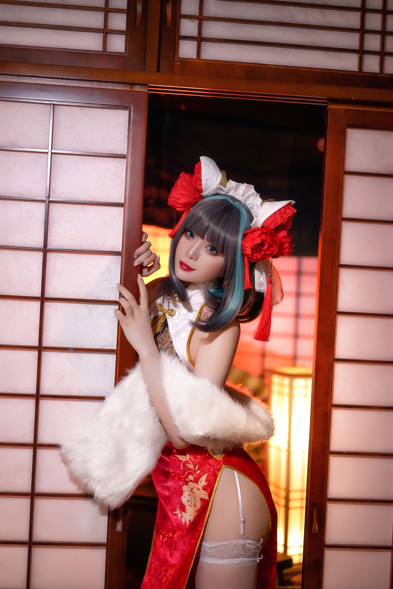 图片[2]-No.008 – 碧蓝航线 柴郡 红旗袍 [20P]-coswz-cos王者