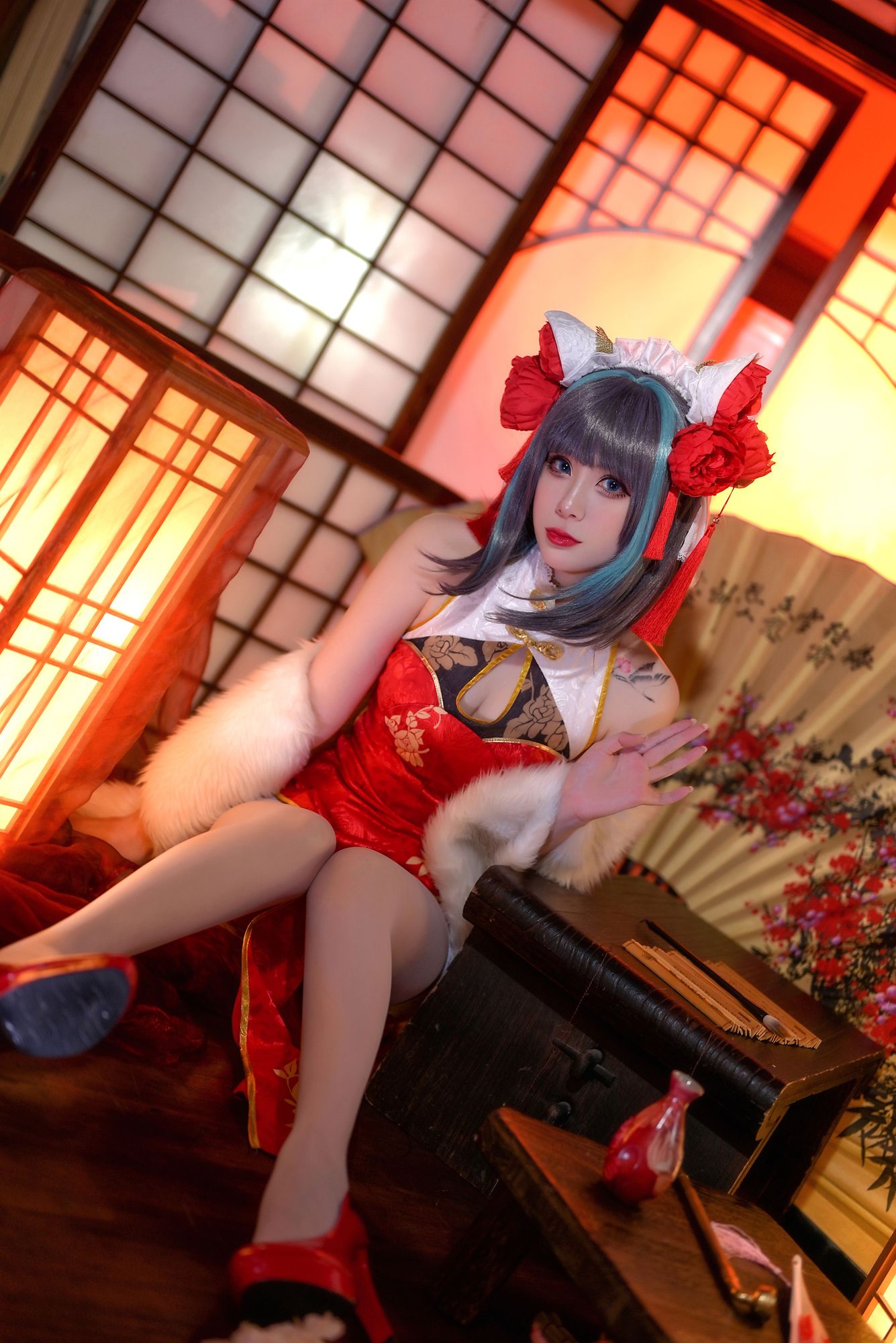 No.008 - 碧蓝航线 柴郡 红旗袍 [20P]-coswz-cos王者