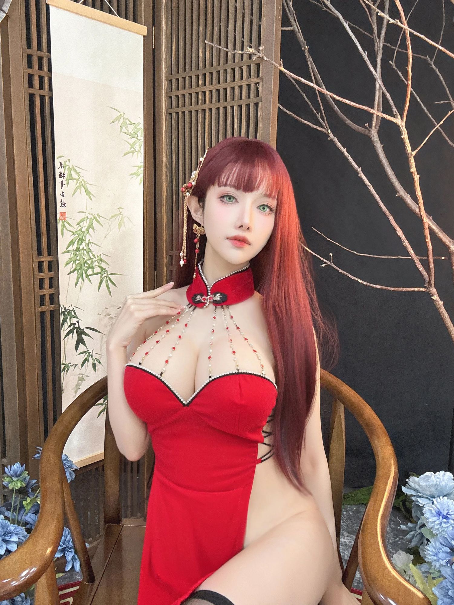 图片[4]-No.130 – 新年红旗袍 大红 [30P]-coswz-cos王者