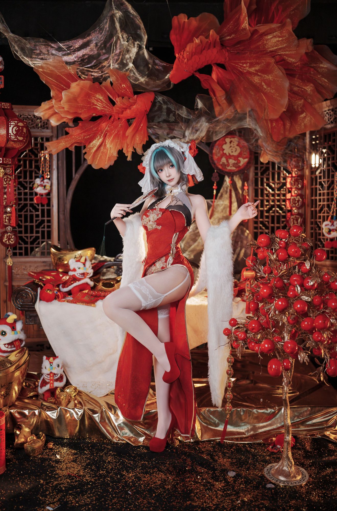 图片[3]-No.076 – 碧蓝航线 柴郡 新春旗袍 [81P 8V]-coswz-cos王者