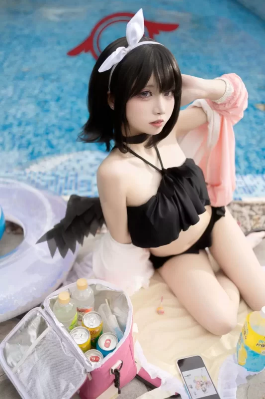 No.039 - 蔚蓝档案 静山真白 泳装 [28P]-coswz-cos王者