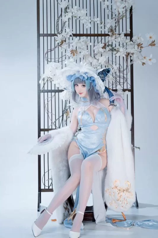 No.158 - 碧蓝航线 柴郡 猫猫 蓝旗袍 [40P]-coswz-cos王者
