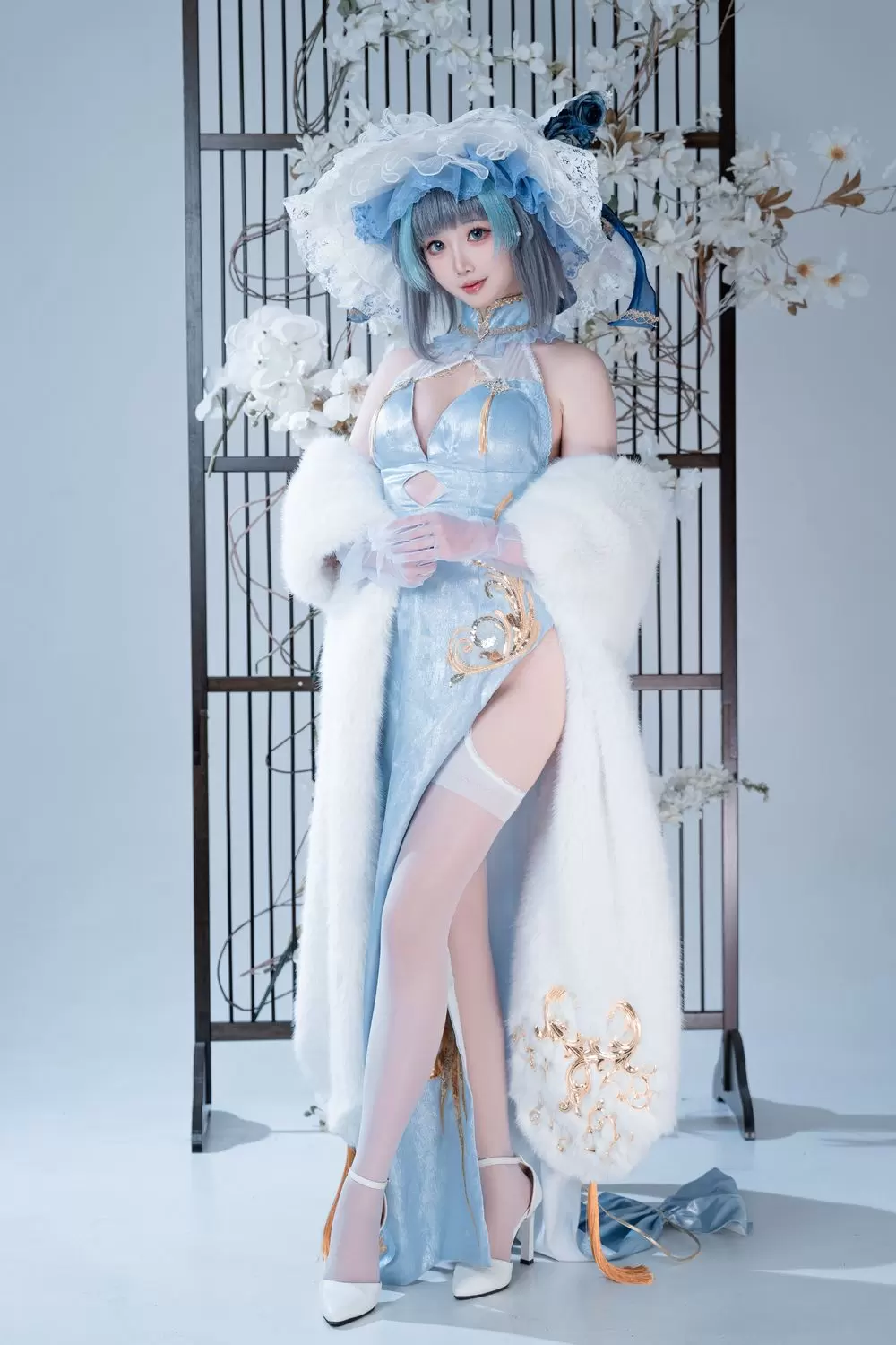 图片[3]-No.158 – 碧蓝航线 柴郡 猫猫 蓝旗袍 [40P]-coswz-cos王者