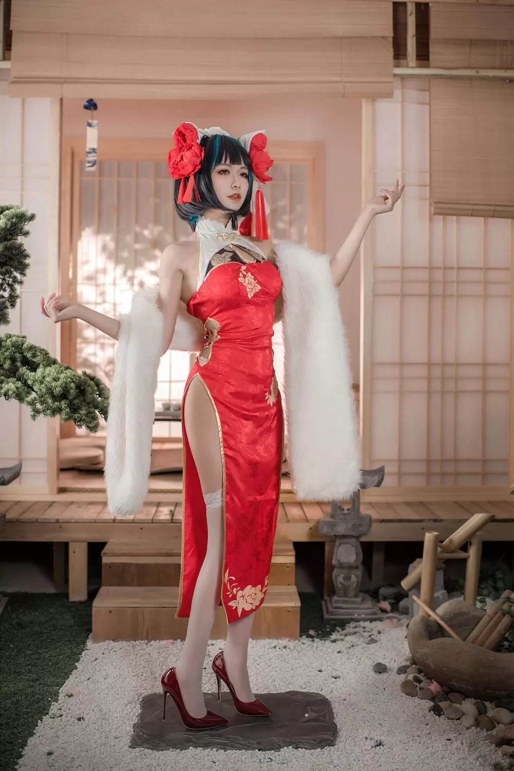 图片[3]-No.035 – 碧蓝航线 柴郡 红色旗袍 [50P]-coswz-cos王者